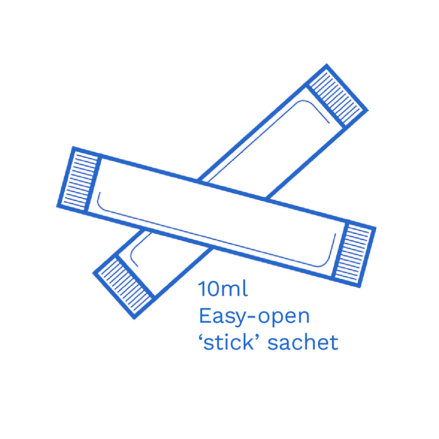 10ml Easy open stick sachet FSUK Hastings