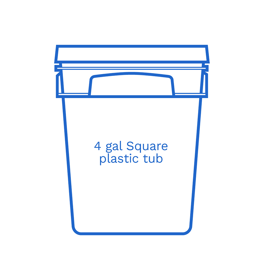 4 gal square plastic tub FSUS Hillside