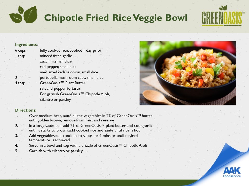 Green Oasis Plant based Chipotle Fried Rice Veggie Bowl Recipe 12 27 23 Copy