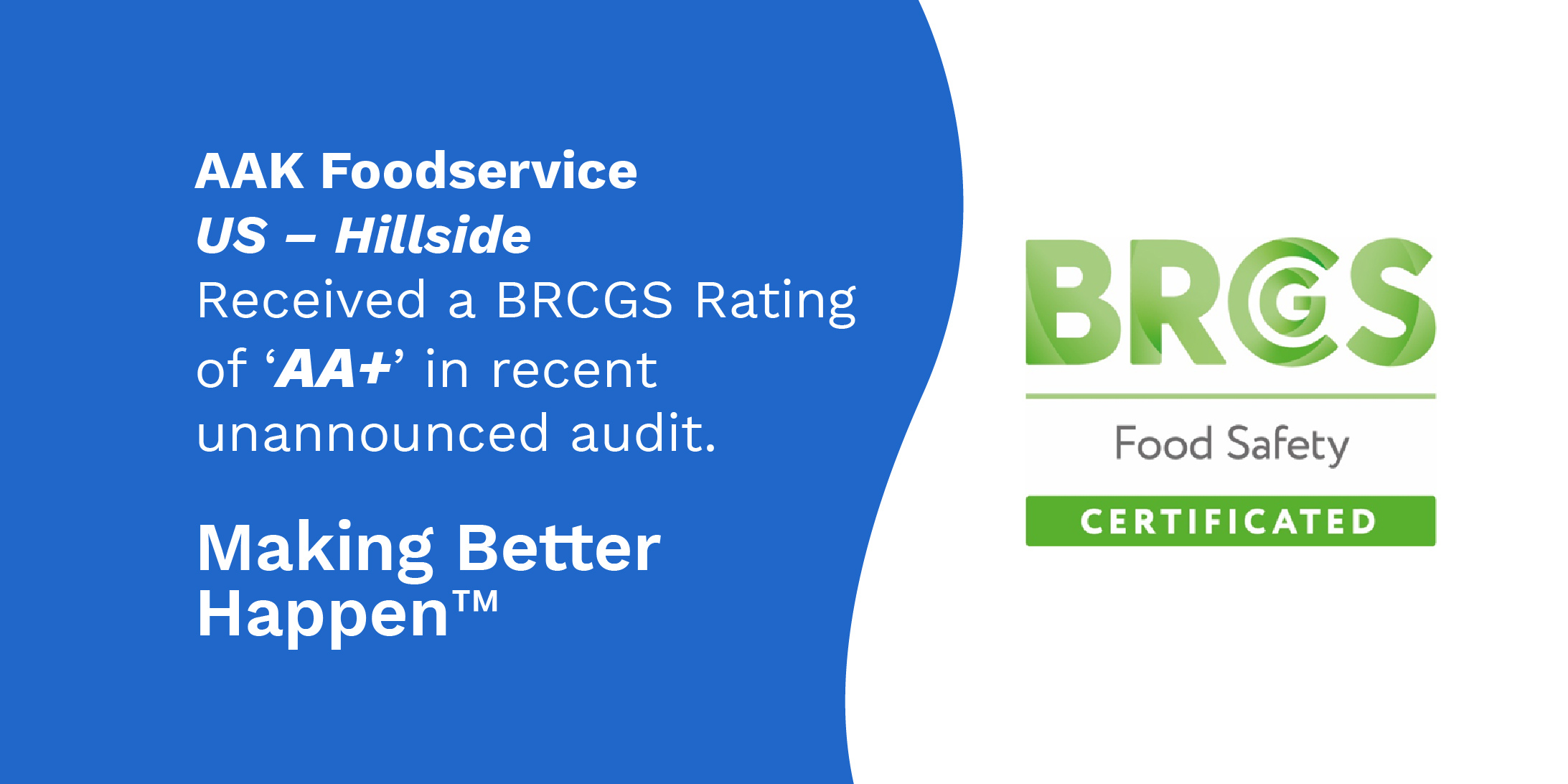 Intranet AAK Hillside Surprise BRCGS Audit AA Score GRAPHIC2